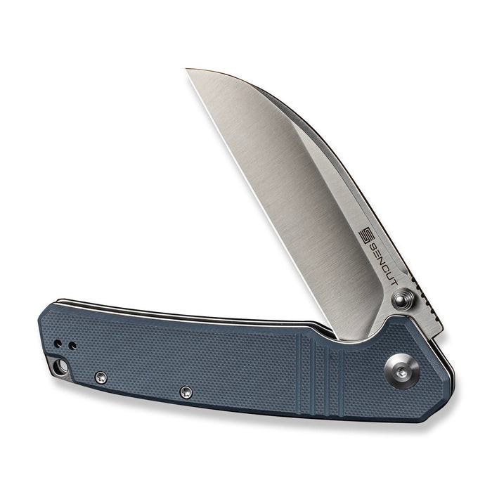 Sencut Awassi (S24065-2) 3.46" 9Cr18MoV Satin Sheepsfoot Plain Blade, Neutral Blue G-10 Handle