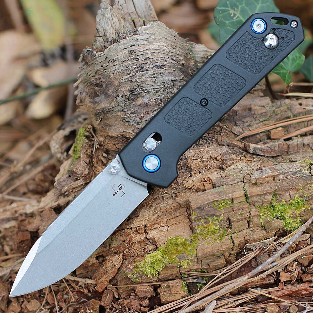 Boker Plus Kihon DC 2.0 01BP0009 3.22" D2 stonewash drop point, black GFN handle