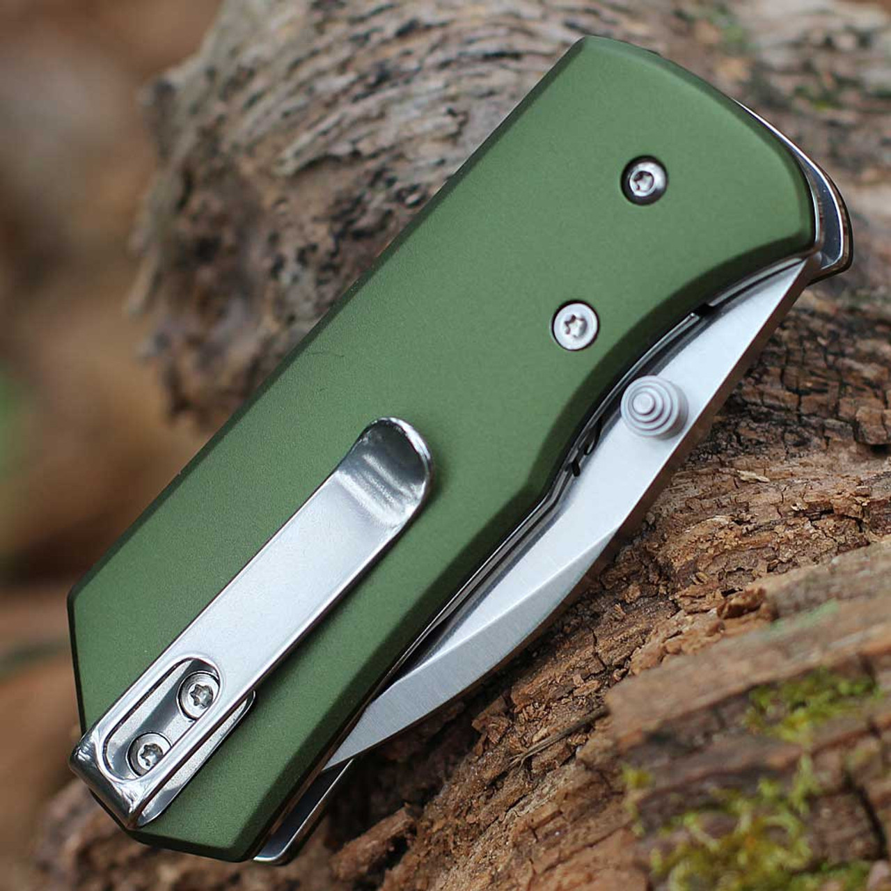 Boker Plus Lefti (01BP0006) - 2.24" Satin 12C27 Sheepfoot Plain Blade, Green Aluminum Handle