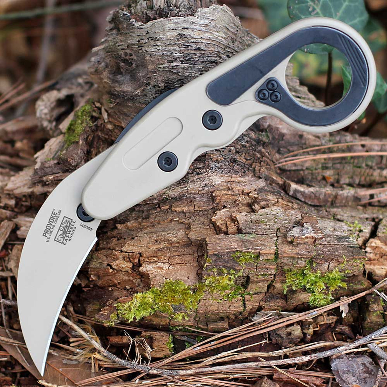 CRKT Provoke (4040DS) 2.47" D2 Desert Sand Hawksbill Plain Blade, Desert Sand Grivory Handle w/ Kinematic Lock