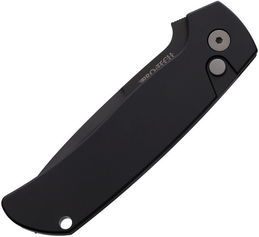 Pro-Tech Terzuola ATC (PTKBT2603) 3.45" 154CM Black DLC Drop Point Plain Blade, Black Aluminum Handle w/ Push Button Open