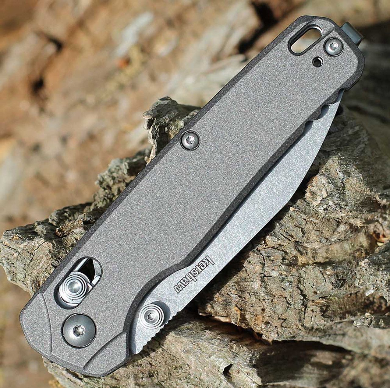 Kershaw Bel Air (6105GRYSW) 3.1" MagnaCut Reverse Tanto Blackwash Plain Blade Grey Aluminum Handle