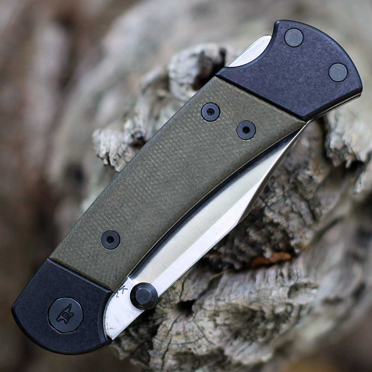 Buck 112 Ranger Sport (112GRS5) 3" Satin Clip Point Blade, Olive Drab Green Micarta Handle with Black Aluminum Bolsters
