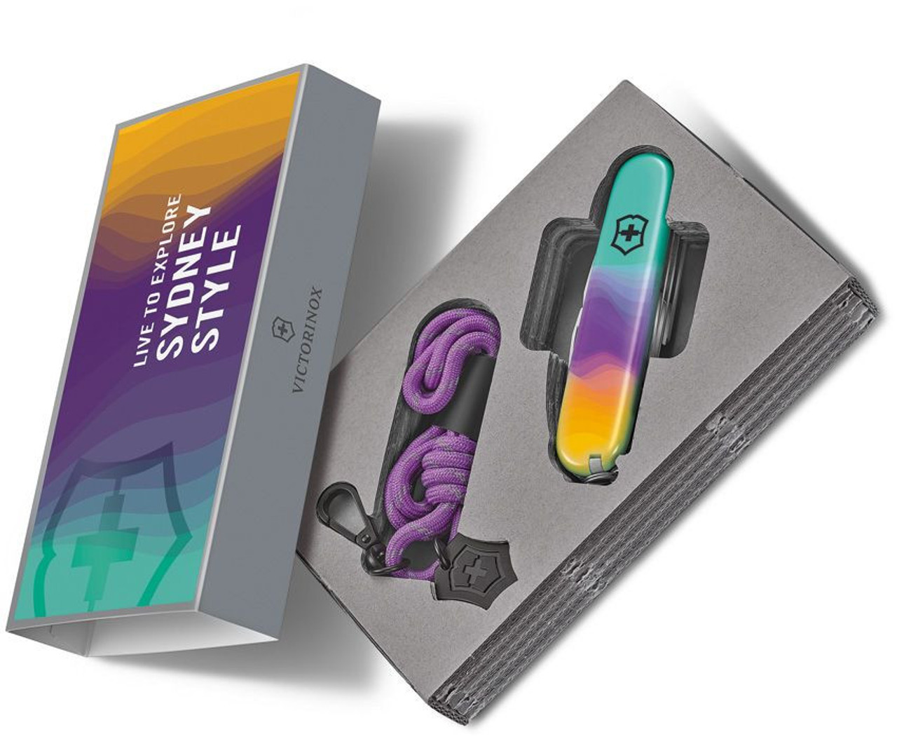 Victorinox Companion Sydney Style (13909E222) Stainless Steel Drop Point Plain Blade, Rainbow ABS Handlle