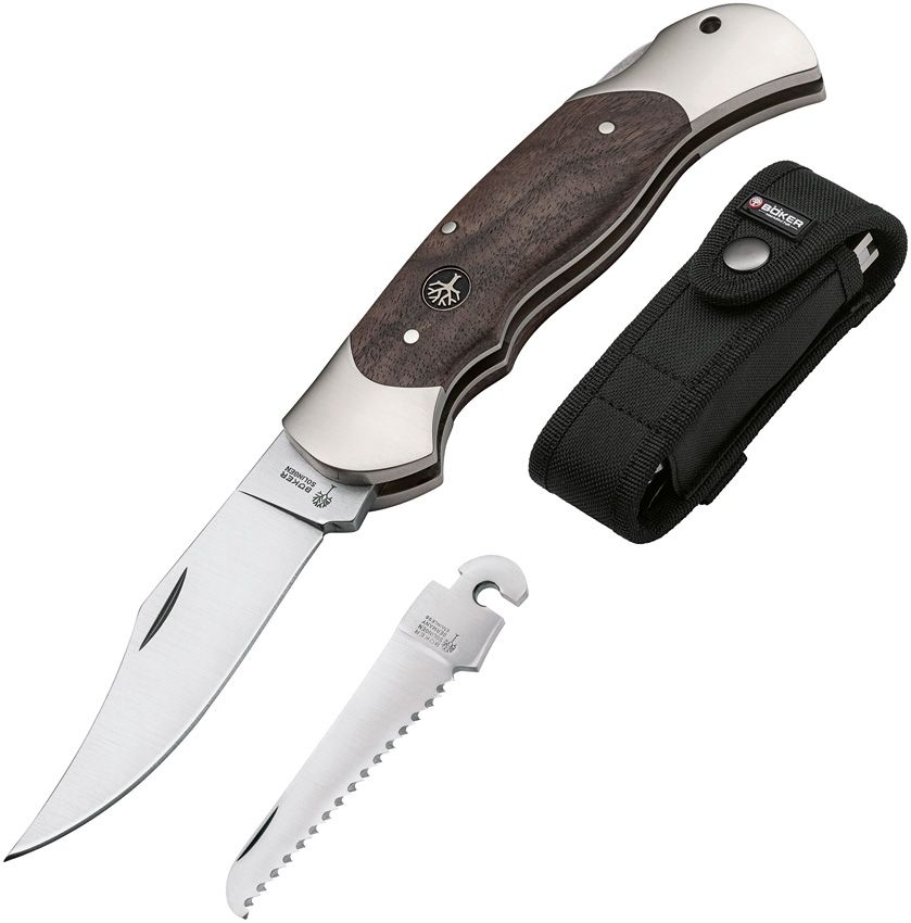 Boker Optima Walnut Set 113113 3.54" 4034 mirror clip point with walnut scales
