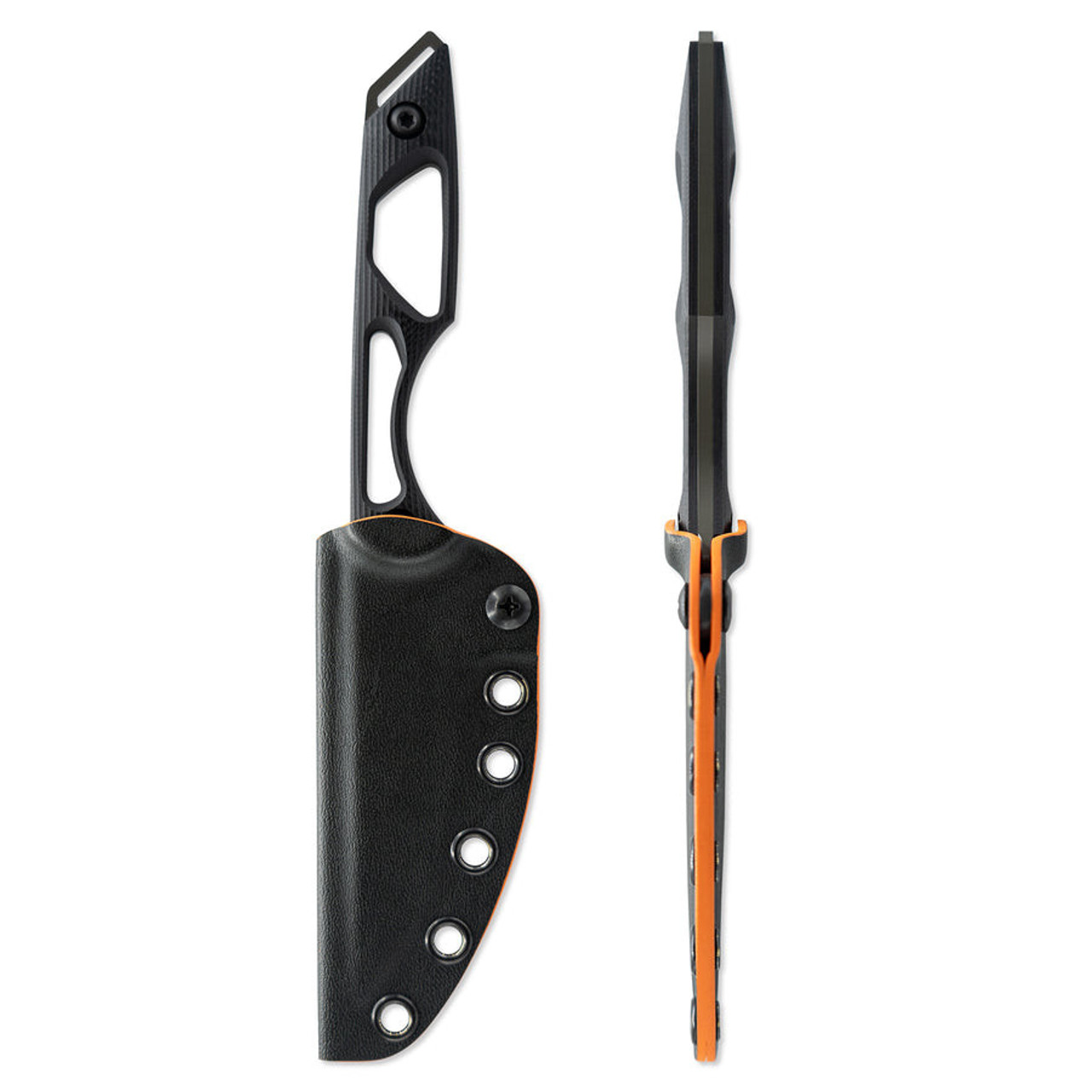 Toor Knives Willow Fixed Blade (TR2941) 3.75" CPM-154 Spanish Moss Drop Point Plain Blade, Black G-10 Grips Over Skeletonized Handle, Full Tang, FlexTech Velvet Lined Kydex Sheath