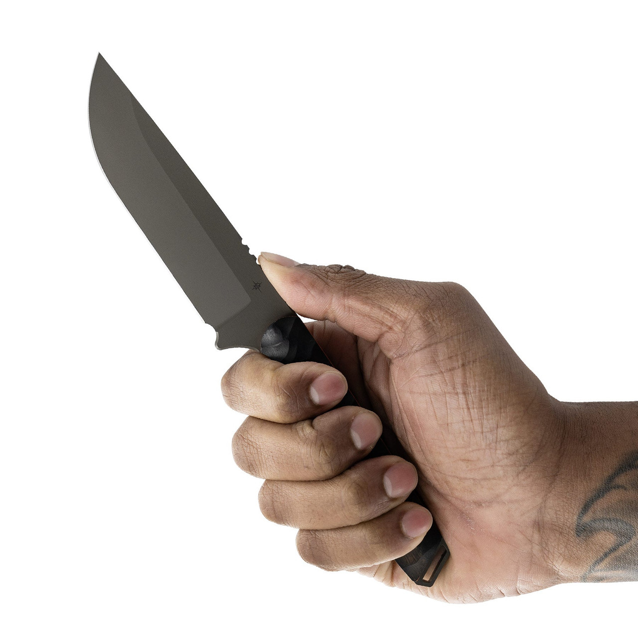 Toor Knives Field 2.0 Fixed Blade (TK8259) 4.5" CPM-154 Spanish Moss Drop Point Plain Blade, Ebony Wood Handle, Orange Liner,  Full Tang, FlexTech Velvet Lined Kydex Sheath