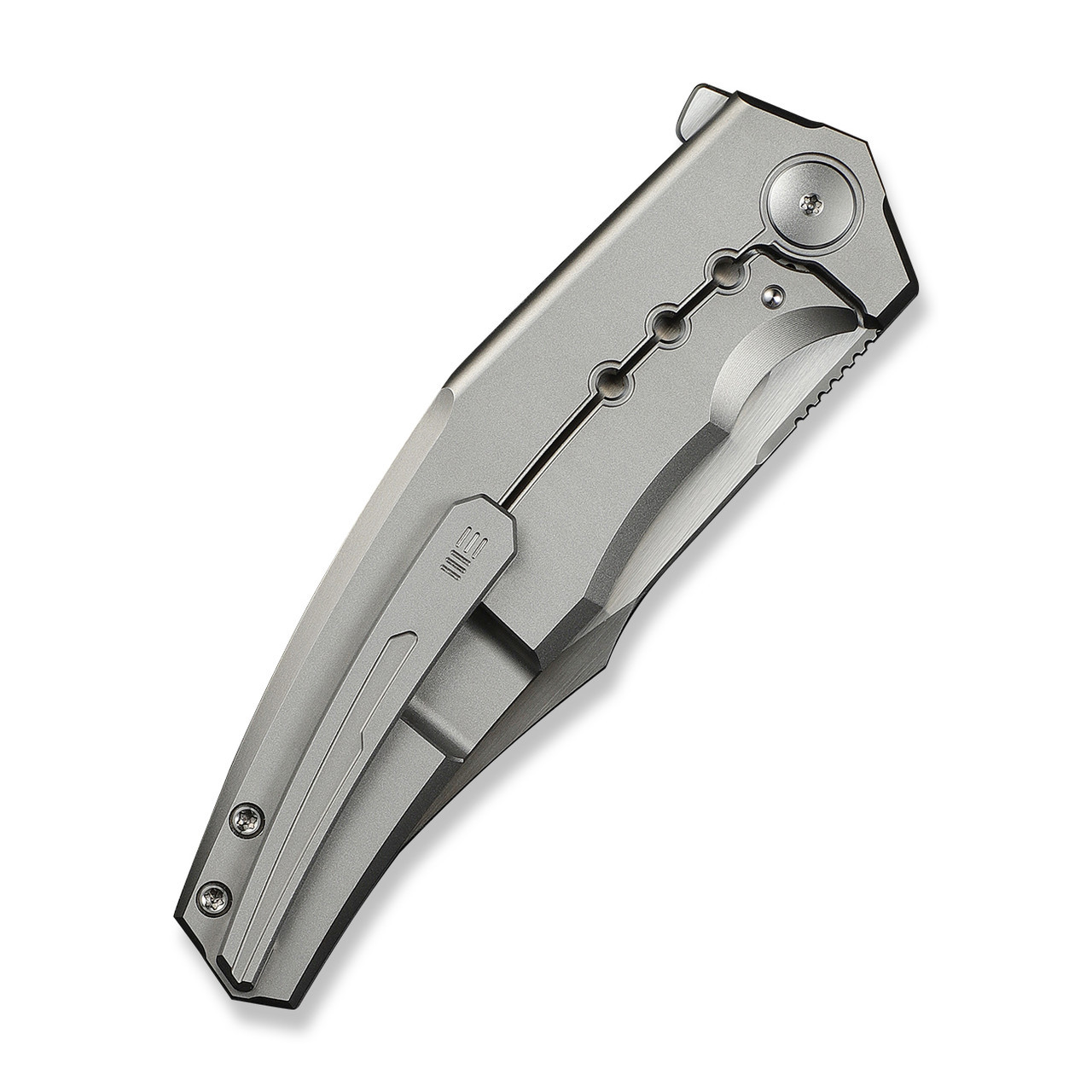 WE KNIFE Kyklos Flipper Knife (WE23086-4) 3.79" Hand Rubbed Satin Bohler M390 Blade, Gray Titanium Handle, Frame lock