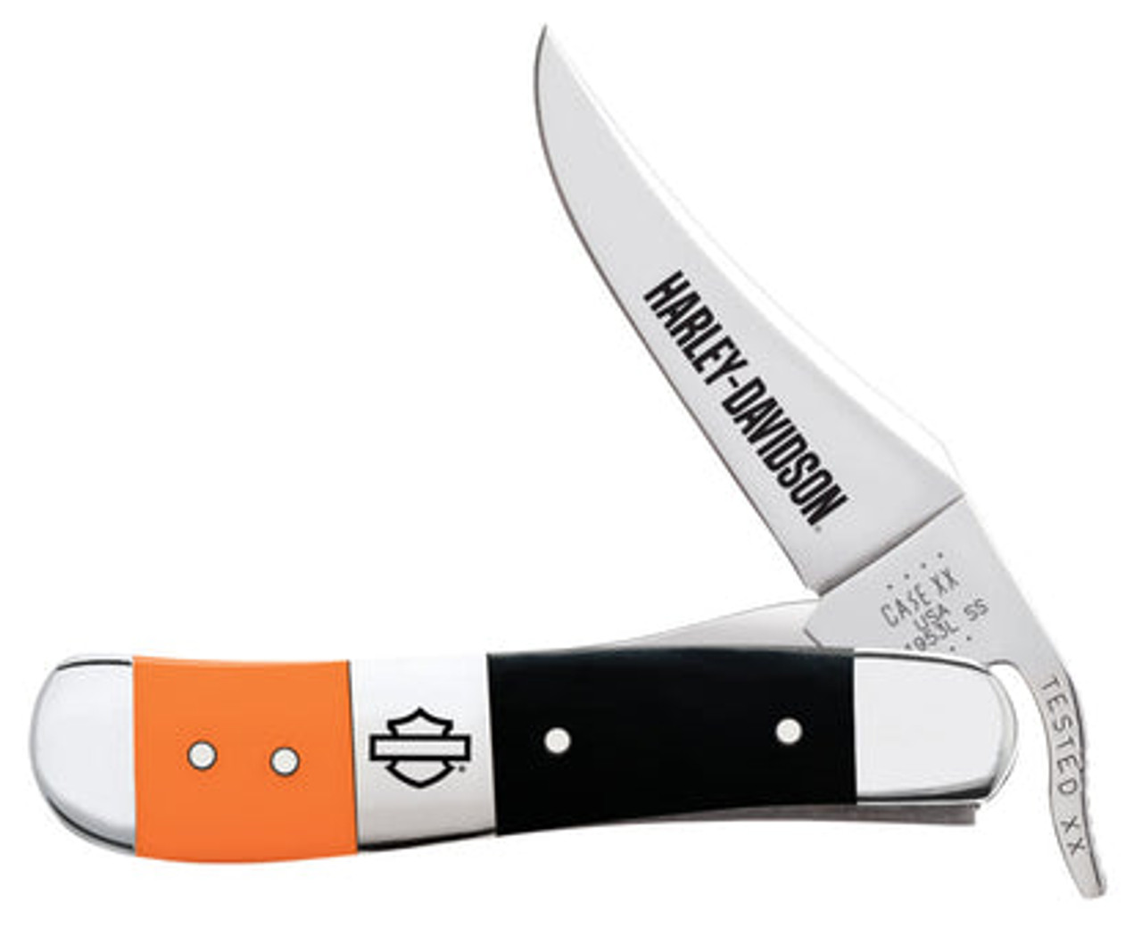 Case XX™ Harley-Davidson® Russlock 52245, Embellished Smooth Orange & Black Synthetic