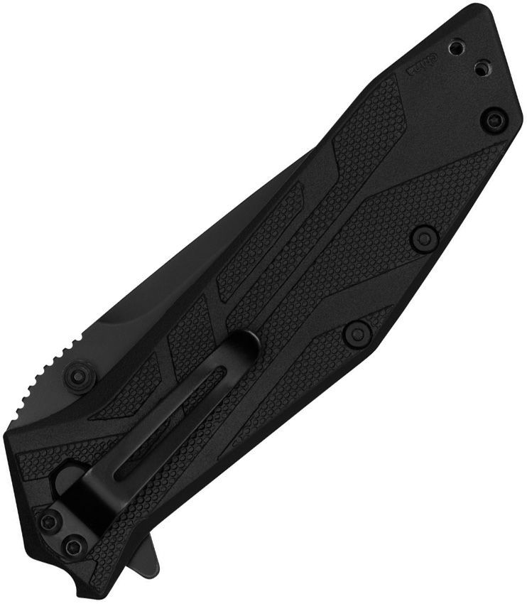 Detailed close-up of the textured black GFN handle and the 4-position pocket clip hardware on the Brawler.