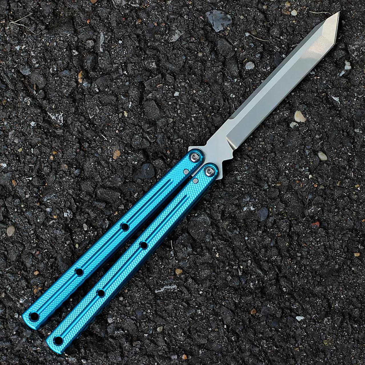 Squid Industries Krake Raken V3 (KrakeRakenV3TealMatTan) 4.50" AEB-L Matte Tanto Plain Blade, Teal Aluminum Handle