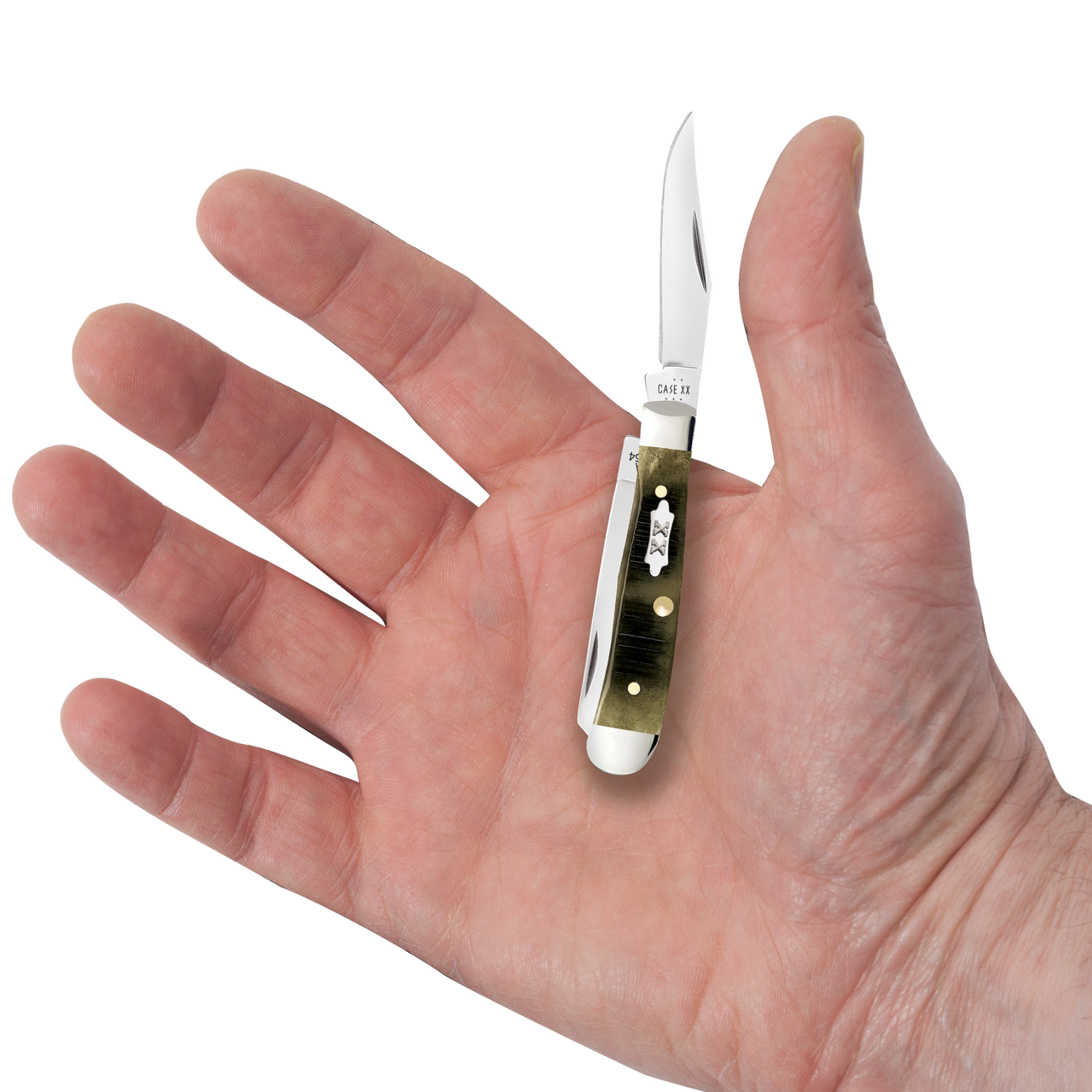 Case Tiny Trapper 39231 | Olive Green Bone Sawcut Jig | Knifeworks