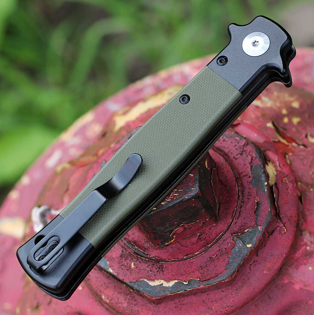 Cobratec Stiletto Button Lock| CTSTLBLG10ODGBLK| Knifeworks