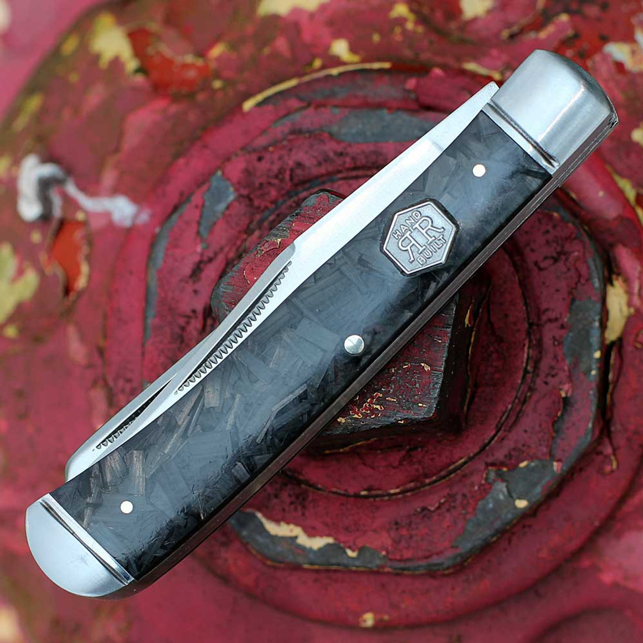 Rough Ryder Trapper - 440 Stainless Steel Clip and Spey Blade, Carbon Fiber Handle (RR1995)