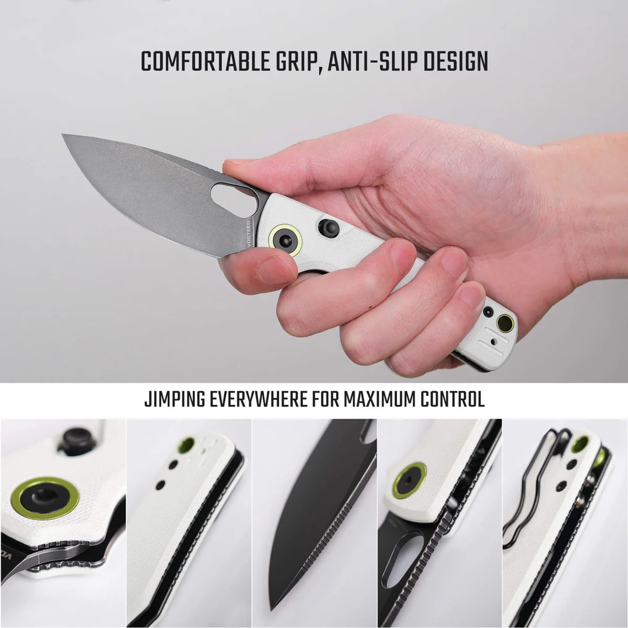 Porcupine - Top Liner Lock (2.99" 14C28N Blackwash Blade) White G10 Handle - A2606