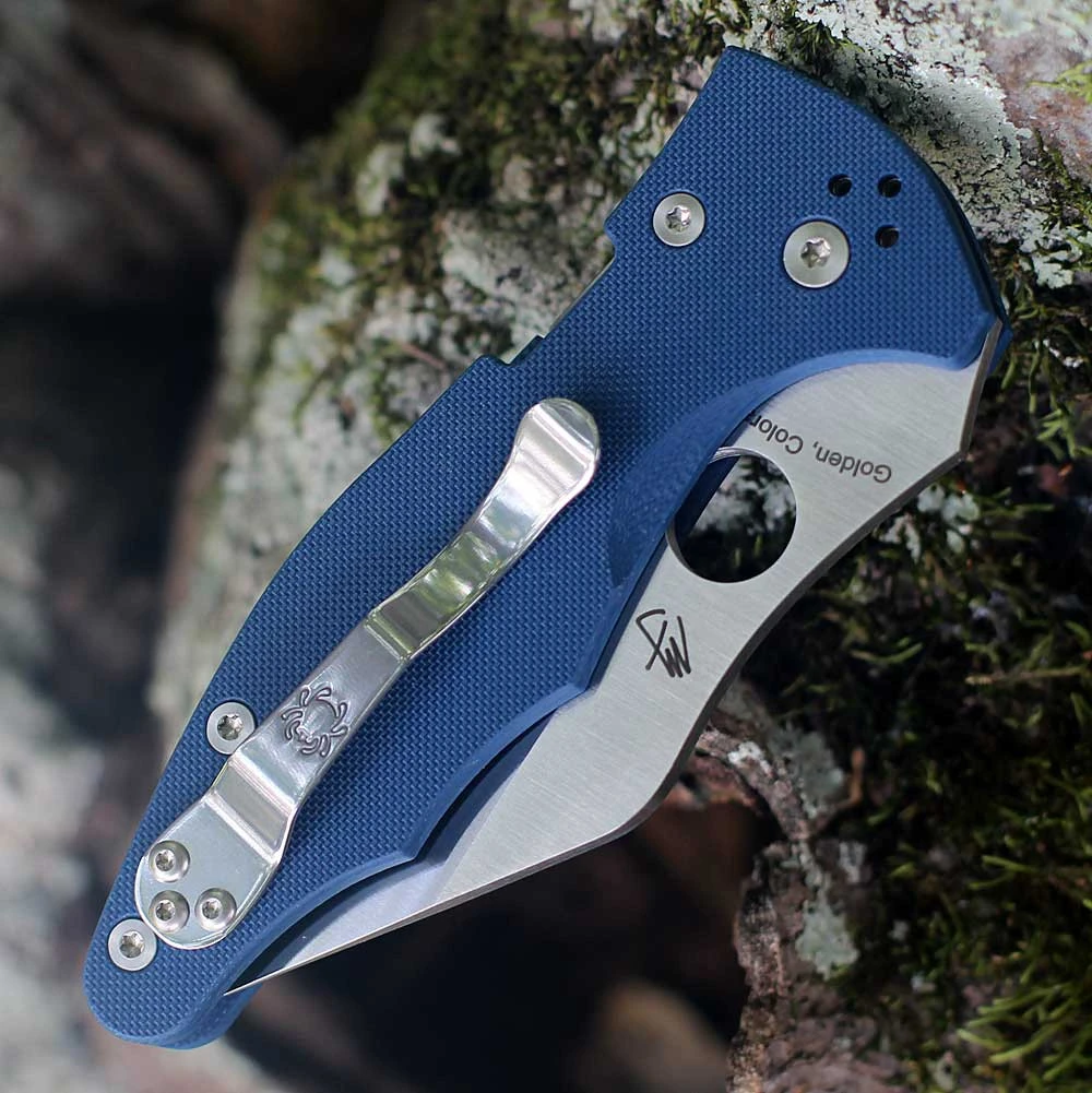 Spyderco Yojimbo 2 C85GPCBL2 with satin CPM SPY27 Wharncliffe blade and cobalt blue G-10 handle