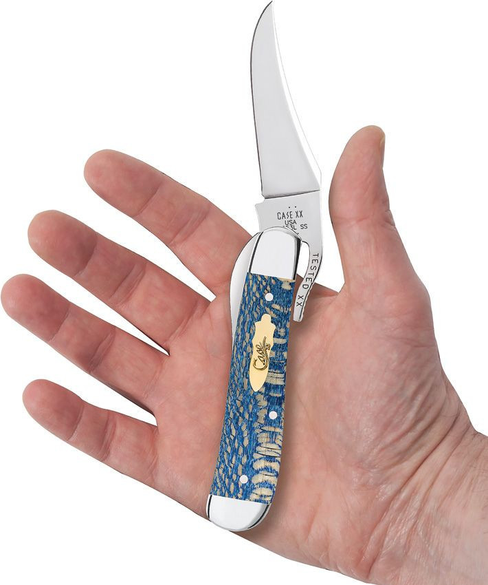 Case Russlock | 63734 Smooth Blue Sycamore Wood | Knifeworks