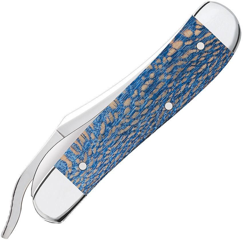 Case Russlock | 63734 Smooth Blue Sycamore Wood | Knifeworks