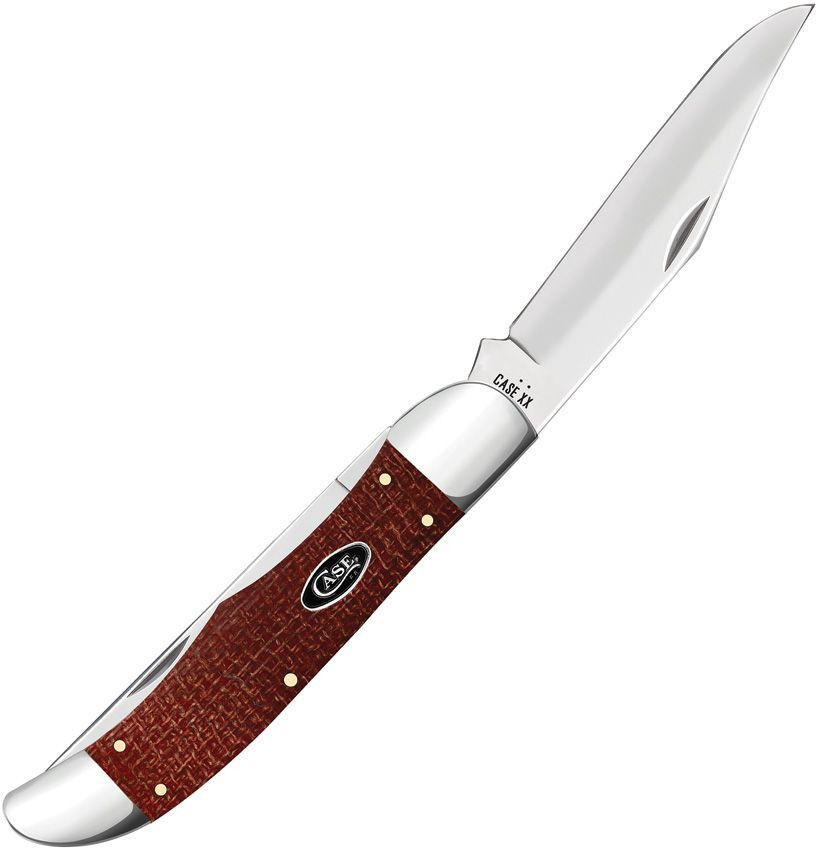 Case Folding Hunter | 12274 Dark Red Burlap Micarta | Knifeworks Case Folding Hunter | 12274 Dark Red Burlap Micarta | Knifeworks