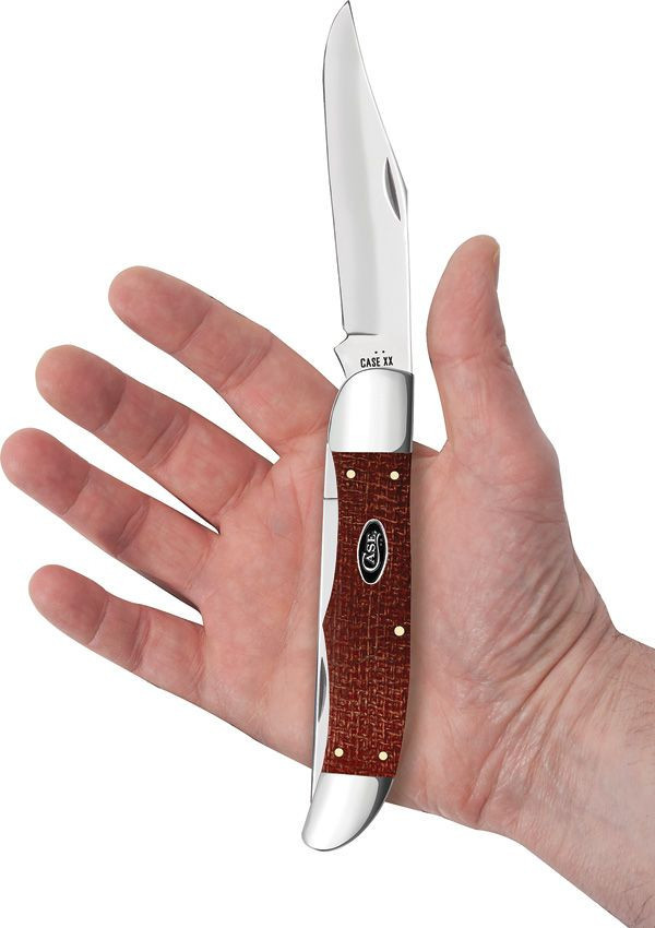 Case Folding Hunter | 12274 Dark Red Burlap Micarta | Knifeworks
