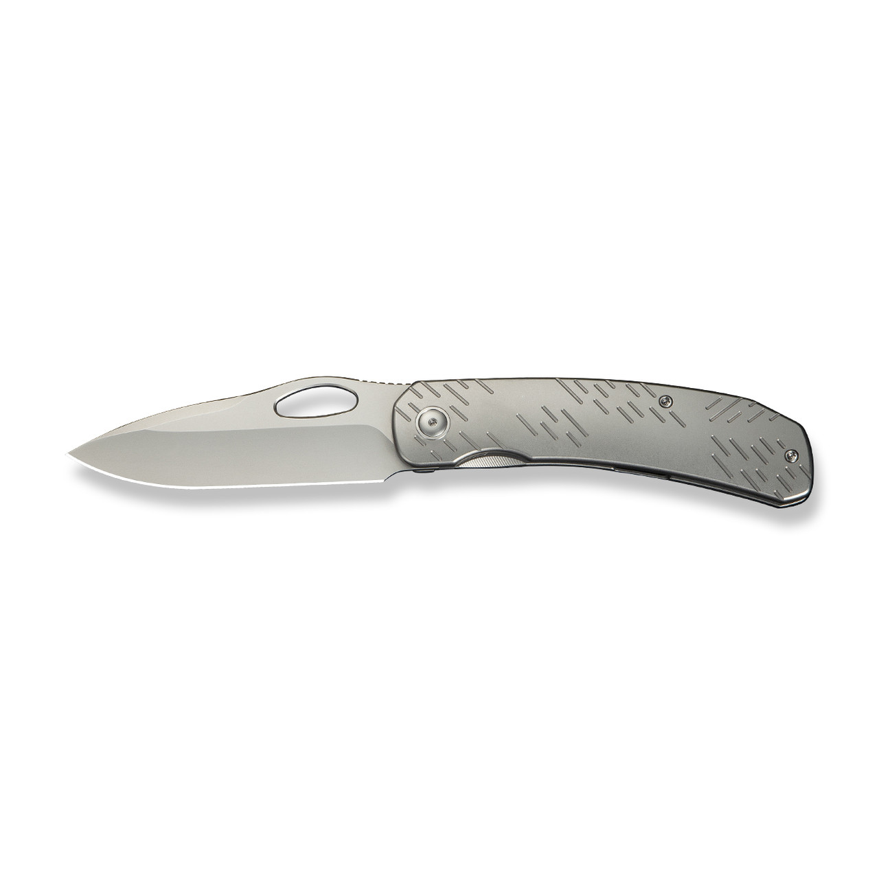 WEKNIFE Inmate Front Flipper & Thumb Hole Knife Gray Titanium Handle & Raindrops (3.7" Stonewashed CPM 20CV Blade) WE23096B-1