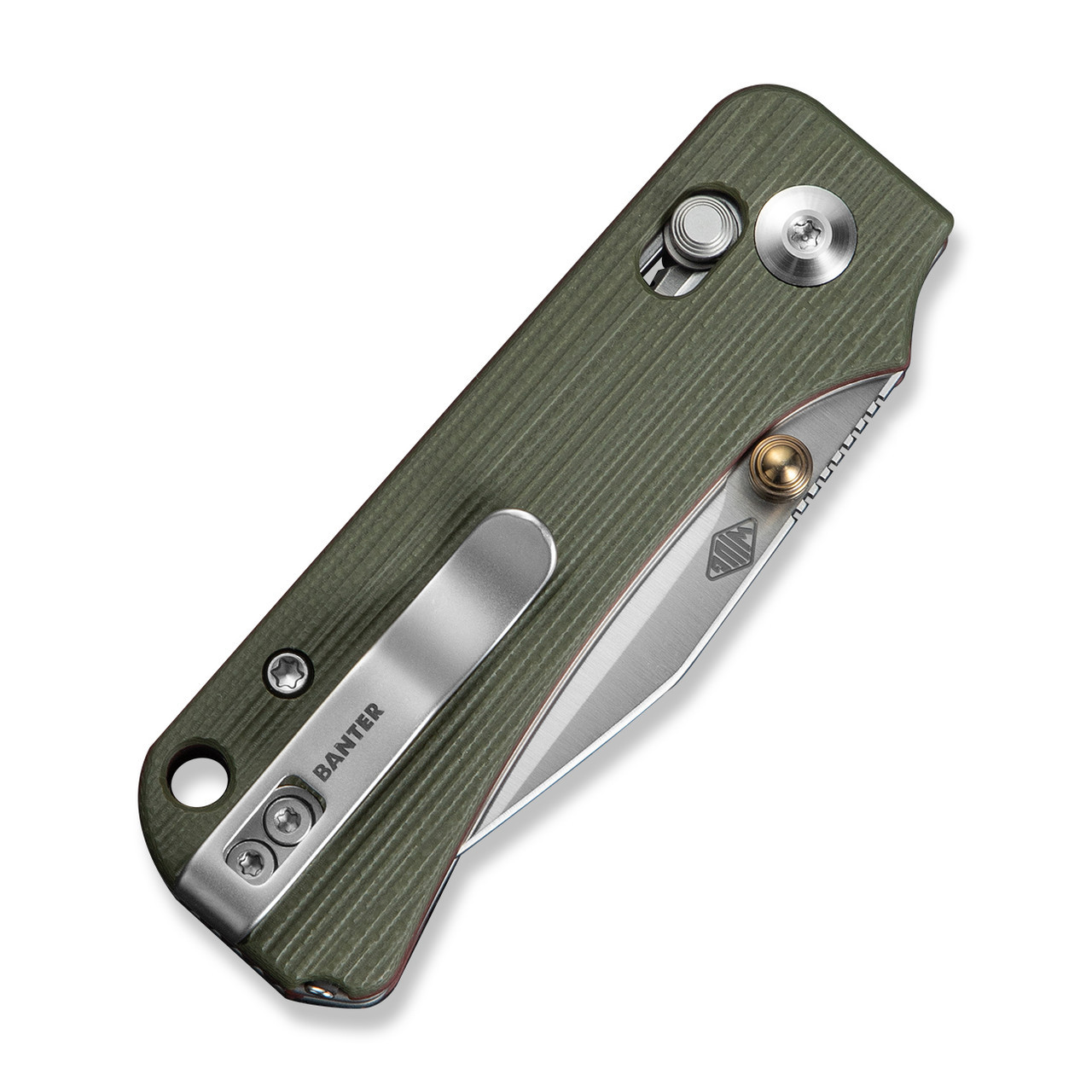 CIVIVI Baby Banter 2 - TG Thumb Stud & Crossbar Lock Knife Milled Green / Red G10 Handle (2.34" Satin Finished 14C28N Blade) C24074-1, Includes 1PC Steel Tweezers & Toothpick In The Handle