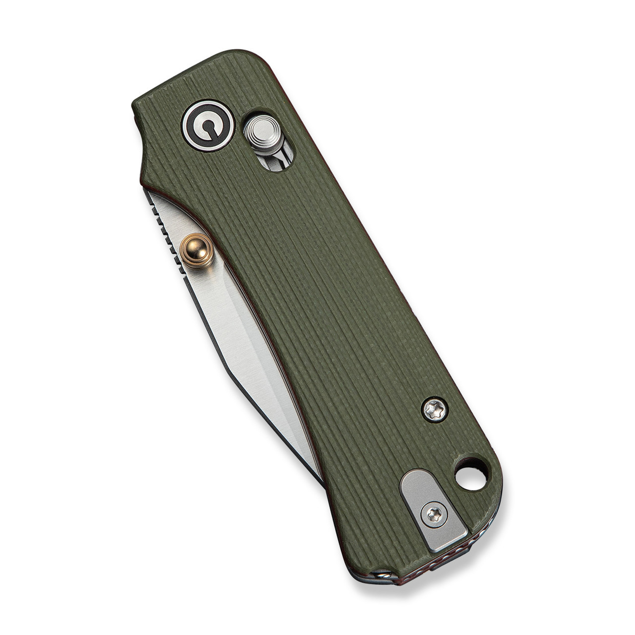 CIVIVI Baby Banter 2 - TG Thumb Stud & Crossbar Lock Knife Milled Green / Red G10 Handle (2.34" Satin Finished 14C28N Blade) C24074-1, Includes 1PC Steel Tweezers & Toothpick In The Handle