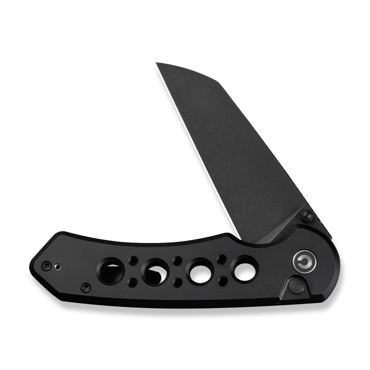 CIVIVI Pragma Prime Thumb Stud & Button Lock Knife Black Aluminum Handle (3.49" Black Stonewashed 14C28N Blade) C24067-1