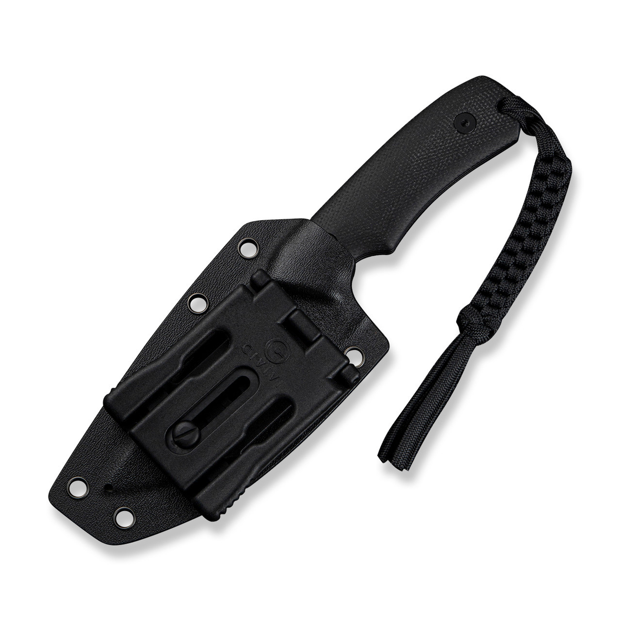 CIVIVI Gander Fixed Blade Knife Black Canvas Micarta Contoured Handle (3.63" Black Stonewashed 14C28N Blade) C24058B-2, With 1PC Black Lanyard, Black Kydex Sheath & T-Clip