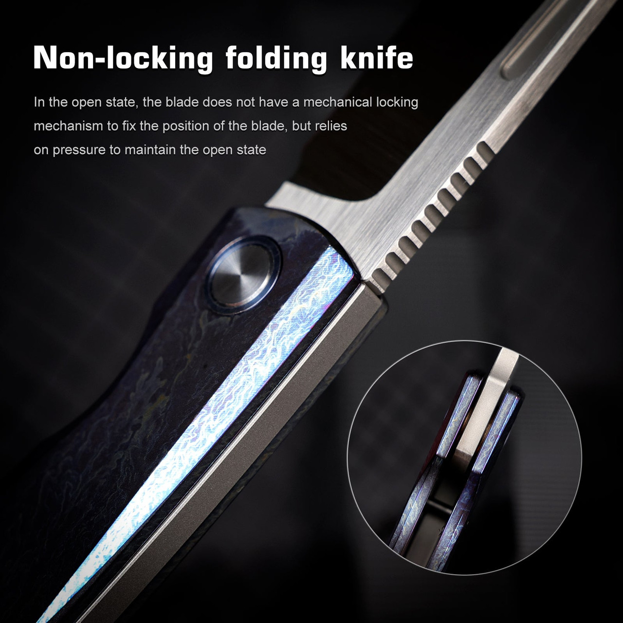 REMETTE RT -Squirrel Slip Joint Knife (RMTTDPV) 2.83" M390 Satin Drop Point Plain Blade, Lightning Strike Titanium Handle