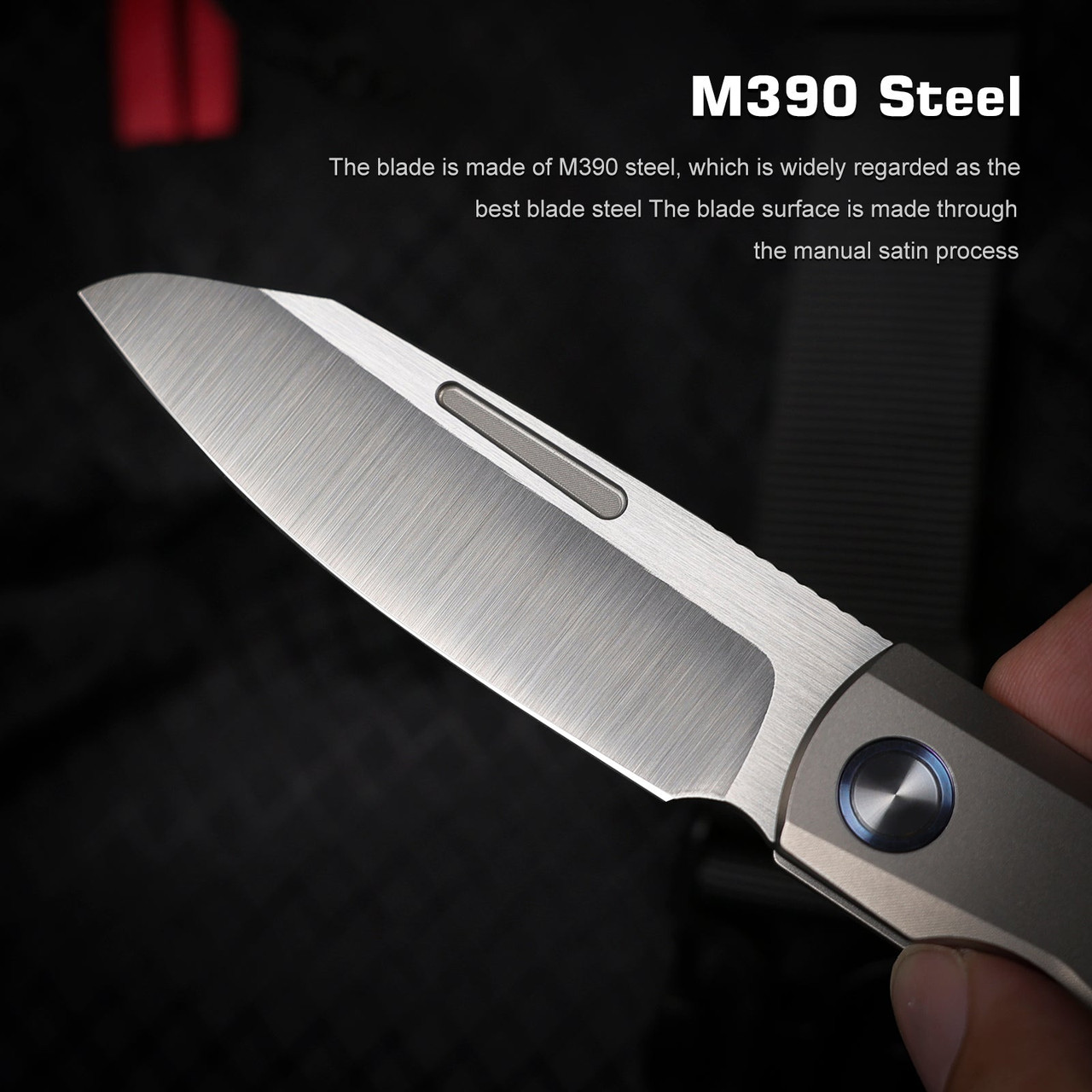 REMETTE RT -Squirrel Slip Joint Knife (RMTTDPG) 2.83" M390 Satin Drop Point Plain Blade, Gray Titanium Handle