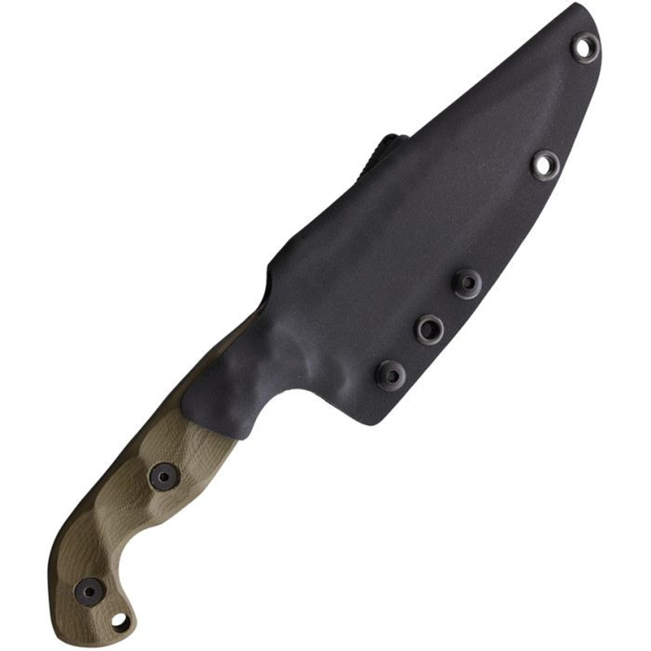 Stroup Knives TU1 Fixed Blade OD Green G10/Honduras Rose Wood (STPTU1ODG10S) 4.5" 1095HC Steel Blade Blackwashed Plain Edge Blade, Kydex Sheath & Blade Tech Tech Lock Beltclip