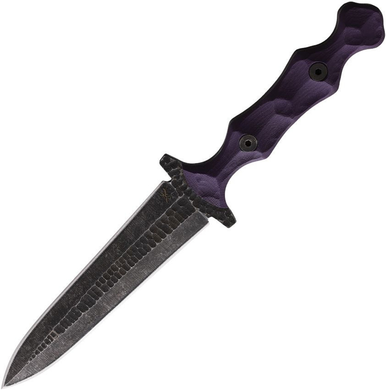 Stroup Knives Dagger Fixed Blade - Purple G10 (STPDAGPG10S) 5" 1095HC Steel Blade Blackwashed Plain Edge Blade, Kydex Sheath & Blade Tech Tech Lock Belt Clip