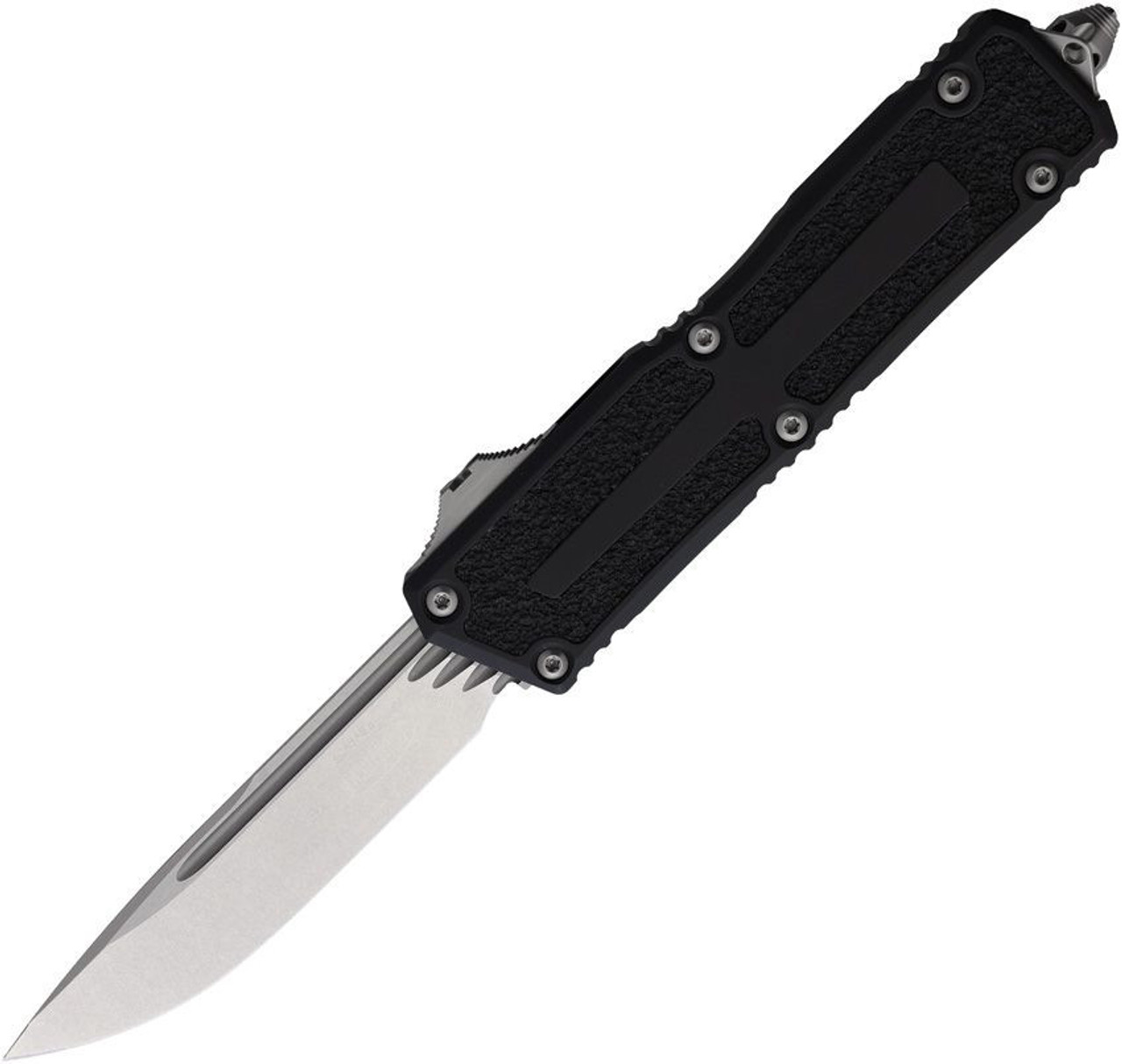 Microtech Scarab II SE Gen III (MCT127810) 3.9" Bohler M390MK Stonewash Drop Point Plain Edge Blade, Black Anodized Aluminum Handle with Black Traction Insert
