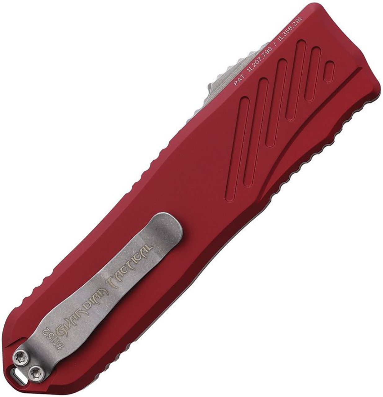 Guardian Tactical Recon 035-G2 OTF (GT94521) 3.38" Magnacut Stonewash Tanto Plain Edge Blade, Red Aluminum Handle
