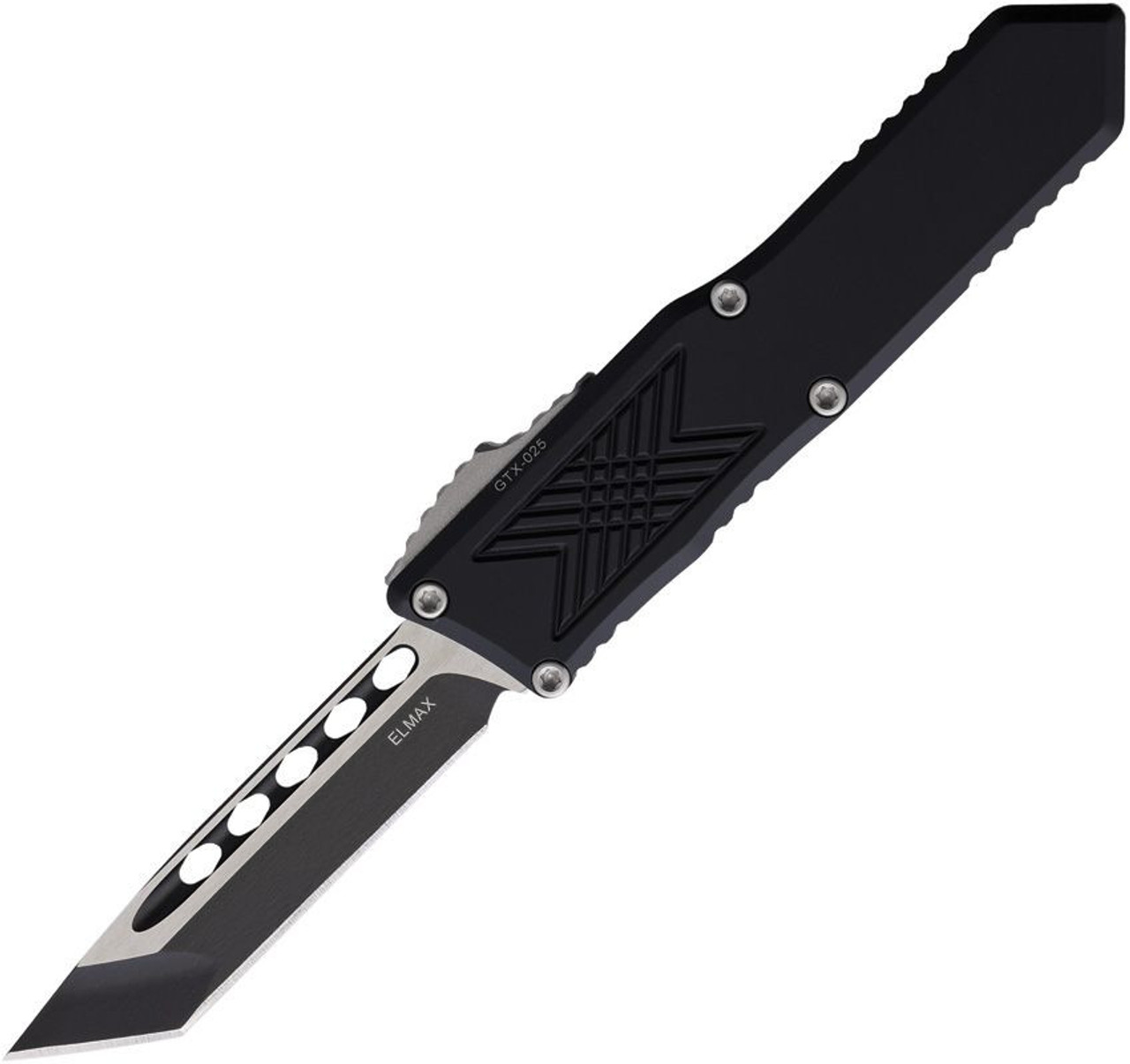 Guardian Tactical GTX 025 OTF (GT123221) 2.50" Elmax 2 Tone Tanto Plain Edge Blade, Black Aluminum Handle