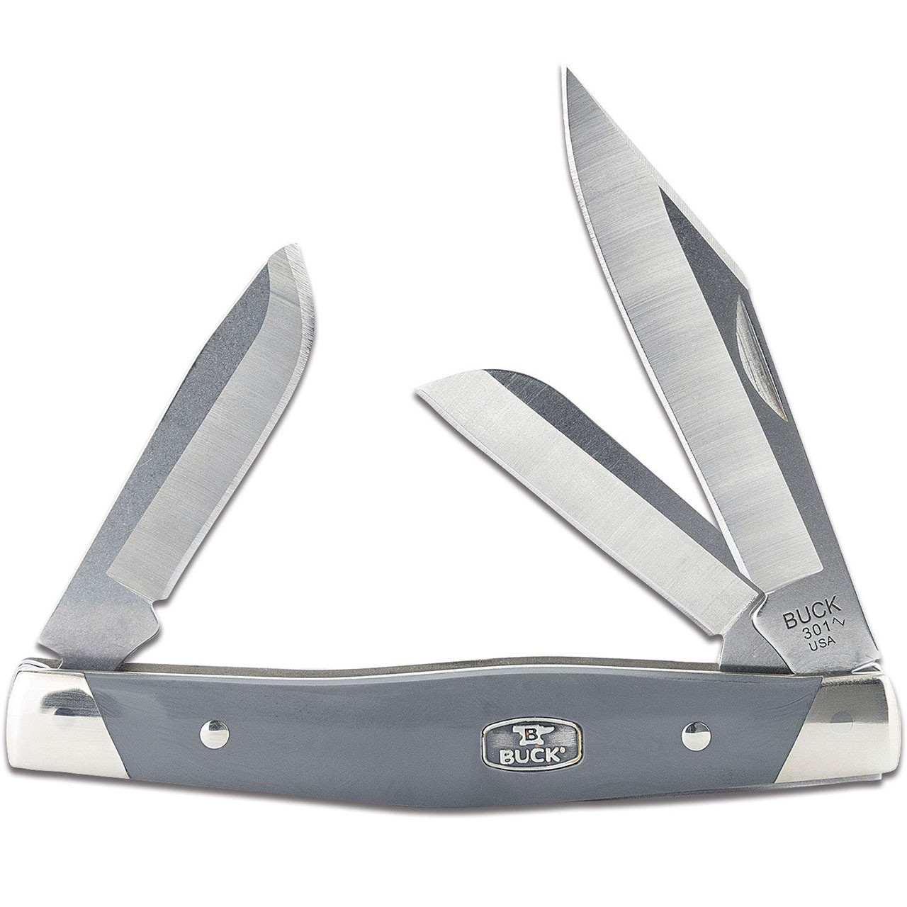 Buck Stockman gray synthetic three blade pocket knife