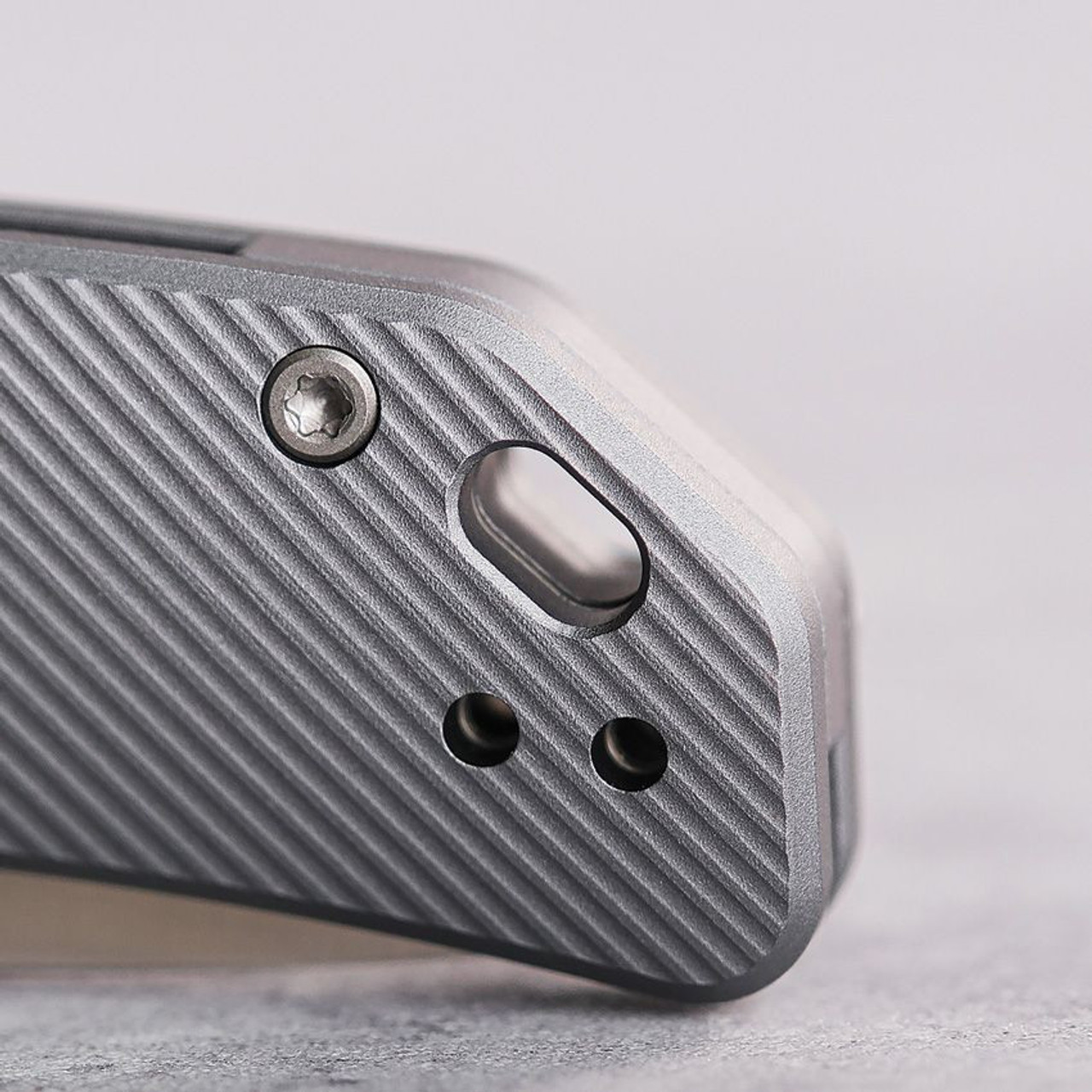 Vosteed Marten- Thumb Stud Knife 2.98" 154CM Satin Drop Point Blade, Aluminum Handles, Hard Case, Top Liner Lock, Reversible Stainless Steel Pocket Clip - A1601