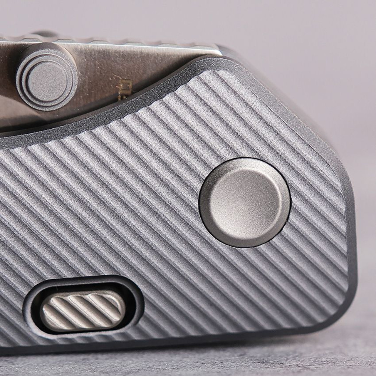 Vosteed Marten- Thumb Stud Knife 2.98" 154CM Satin Drop Point Blade, Aluminum Handles, Hard Case, Top Liner Lock, Reversible Stainless Steel Pocket Clip - A1601