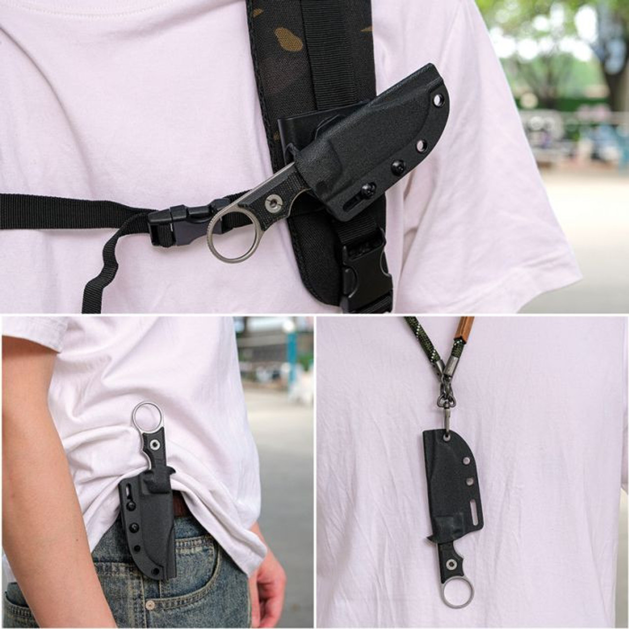 Vosteed Quokka-O Fixed blade - Black Micarta (D0501) 2.75" 14C28N Stonewashed Bowie, S.O.A.R. Kydex Sheath/Clip