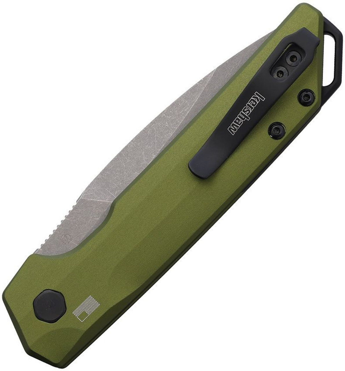 Kershaw Launch Iridium Auto (7038OL) - 3.4" Stonewashed CPM-MagnaCut Spear Point Plain Blade, OD Green Anodized Aluminum Handle