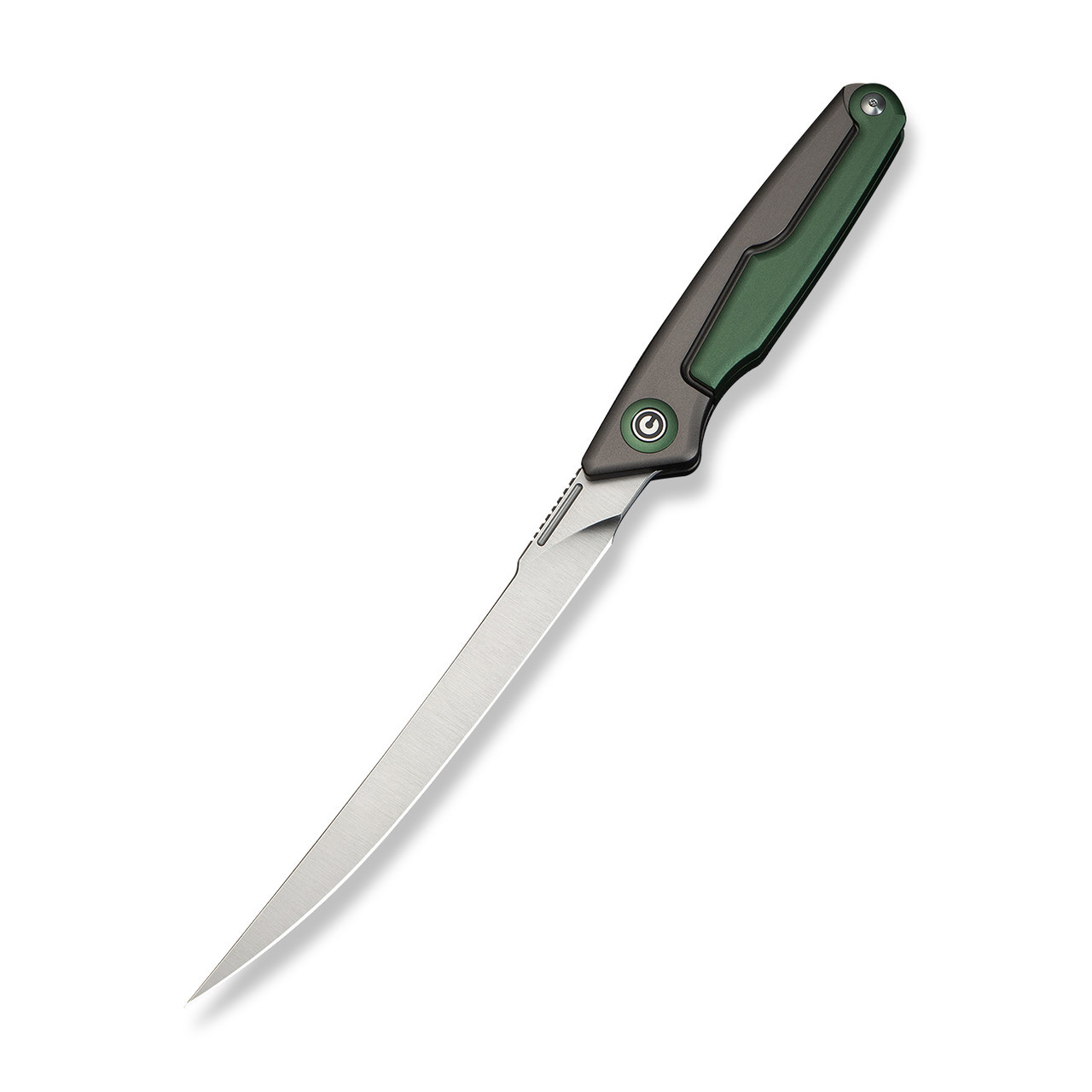 CIVIVI Shawka Folding Fillet Knife Gray & Green Aluminum Handle (5.81" Satin Finished 14C28N Blade) C22029B-2, With 1PC Black Nylon Sheath