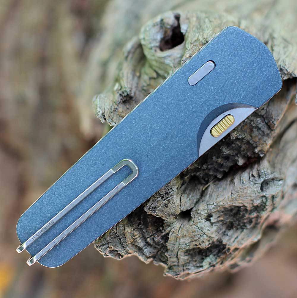 Leatherman Blazer Folding/Wedge Lock Knife (833419) 3.15" MagnaCut® Stonewashed Drop Point Plain Blade, Denim Cerakote®/ Stainless Handle