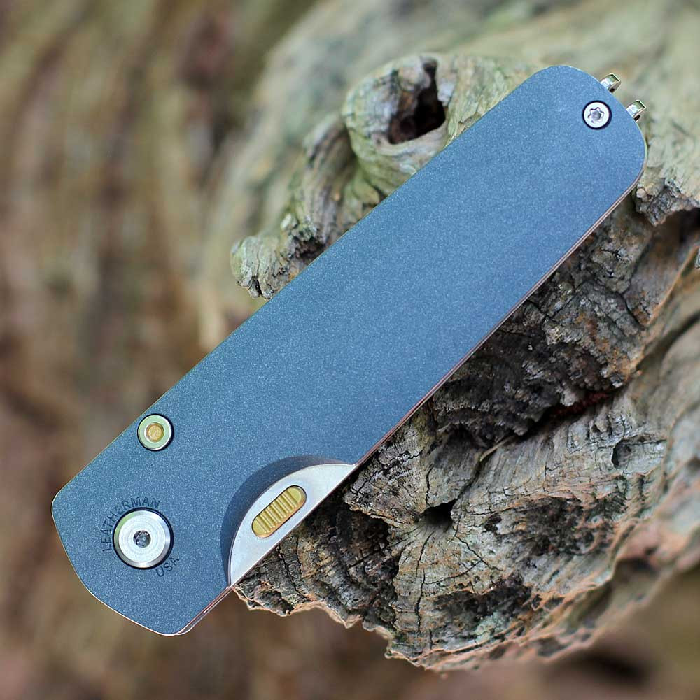 Leatherman Blazer Folding/Wedge Lock Knife (833419) 3.15" MagnaCut® Stonewashed Drop Point Plain Blade, Denim Cerakote®/ Stainless Handle