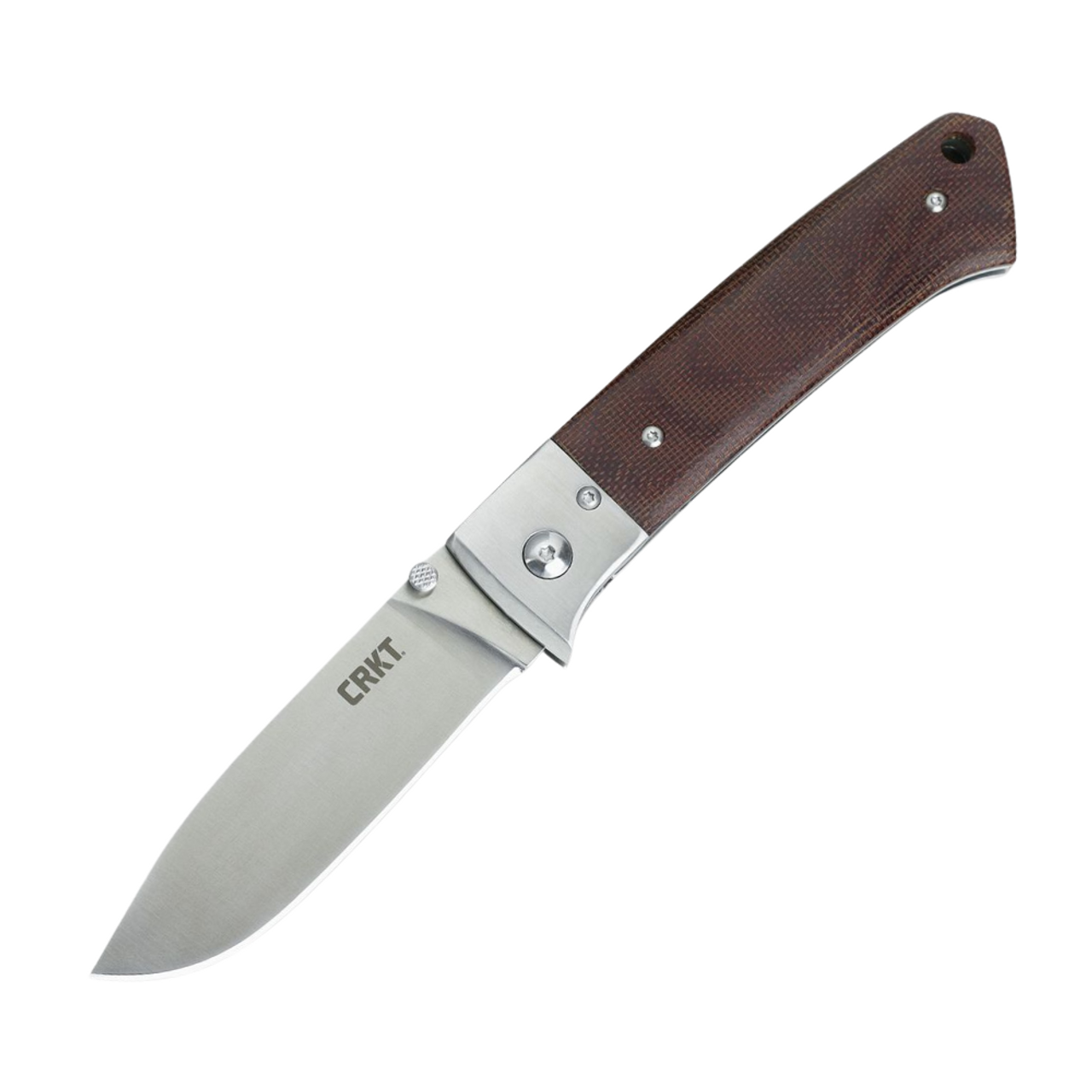 CRKT Jernigan Torreya (CR2879) 3.50" 7Cr17MoV Satin Drop Point Plain Blade, Brown Micarta Handle