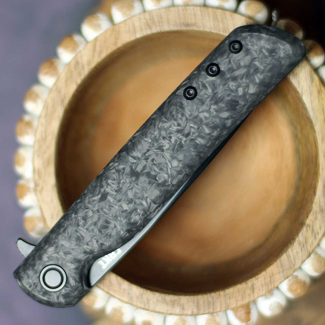 Columbia River CRKT LCK+ Flipper Knife 3.35" S35VN Black TiNi (3801K) Matthew Lerch,  Drop Point Blade, Marbled Carbon Fiber Handles, Liner Lock