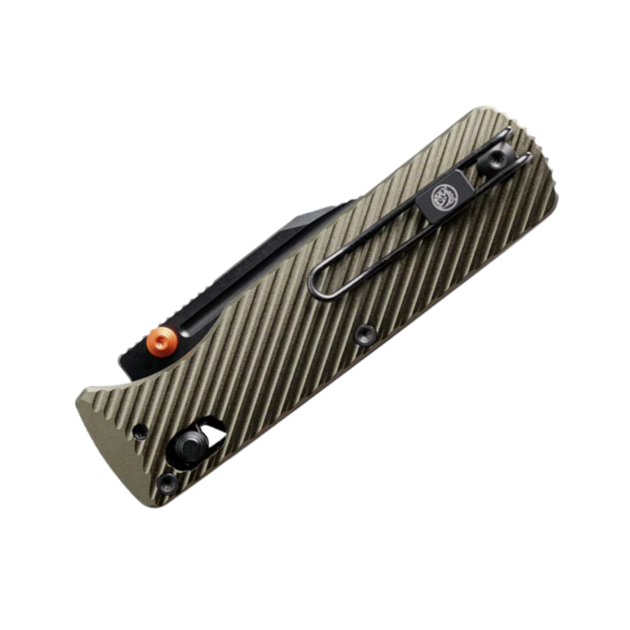 Vosteed Vombat (VOSA4102) 2.92" M390 Black Clip Point Plain Blade, Olive Aluminum Handle, Crossbar Lock