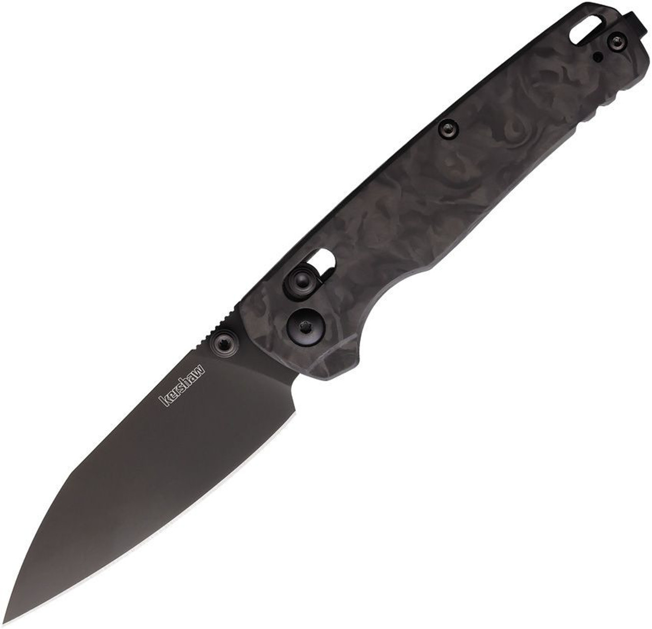 Kershaw Bel Air (6105CFBLK) 3.13" CPM-MagnaCut Blackwashed Reverse Tanto Plain Blade, Carbon Fiber Aluminum Handle