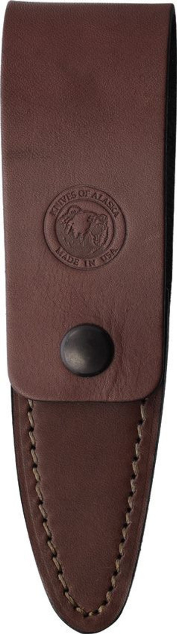 Knives of Alaska Cub Bear (KOA00025FG) 2.5" Magnacut Satin Caping Point Plain Blade, Orange SureGrip Handle, Brown Leather Belt Sheath