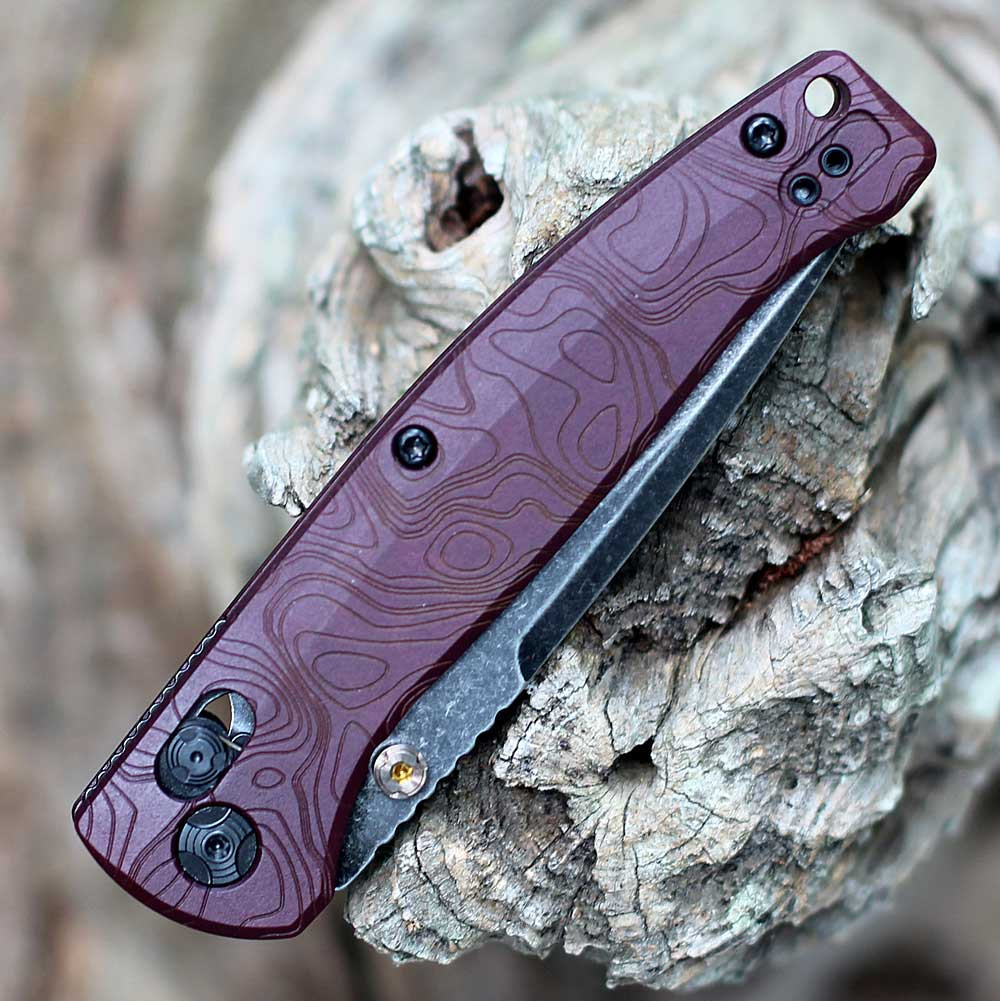 Hogue Mysto Fire Manual Folder (24452) - 3.4" CPM Magnacut Black Stonewash Clip Point Plain Blade, Redstone Richlite Handle